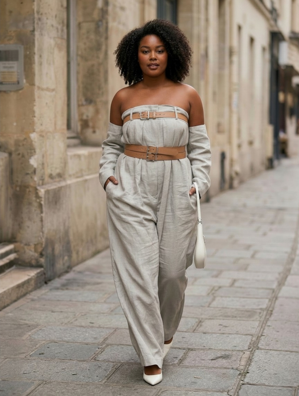 Strapless Wide-Leg Jumpsuit w/ Cinching Accents ▪︎ Curvy ▪︎ Slate ▪︎ XXL - Picture 6 of 16